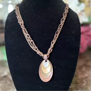 Chico’s 24 inch Mixed Metal Necklace w/Antique Bronze, Gold, Silver Tones